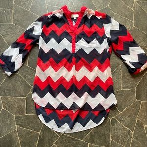 Red white and blue see through shirt